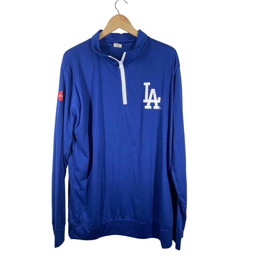 Los Angeles Dodgers Coca-Cola Quarter Zip Pullover Blue Mens XL MLB Baseball
